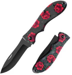 couteau de poche rose rouge