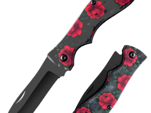 couteau de poche rose rouge