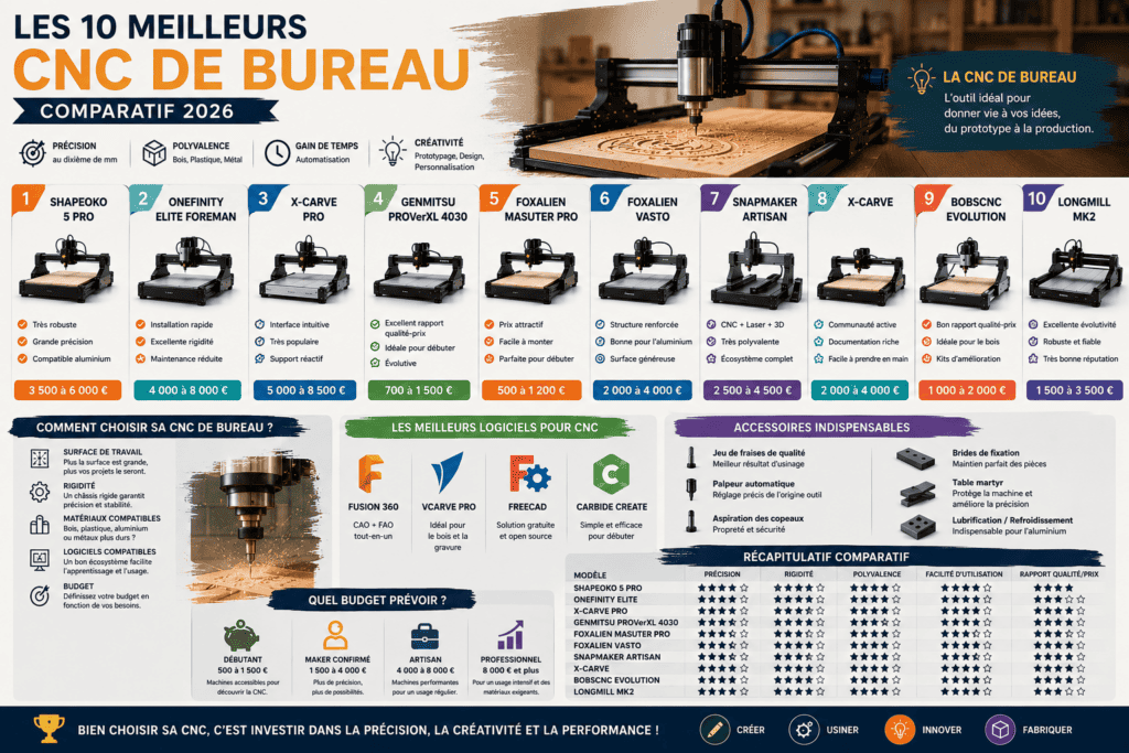 les 10 meilleurs cnc de bureau, comparatif 2026
